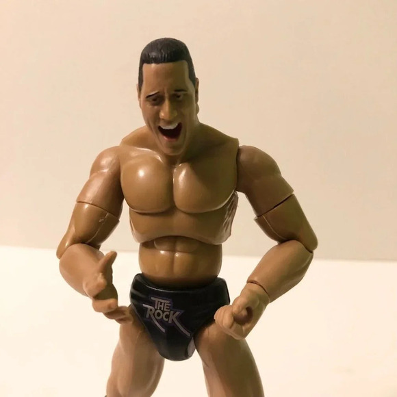 2000 WWF Jakks Pacific Finishing Moves Rock Bottom The Rock & Triple - Picture 3 of 16
